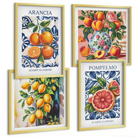 BILDER SET 4er Set - 50x50 cm & 40x60 cm Goldrahmen - Italienische Zitrus-Modeplakate - Goldfarben, Kunststoff (50/50cm) - TULUP