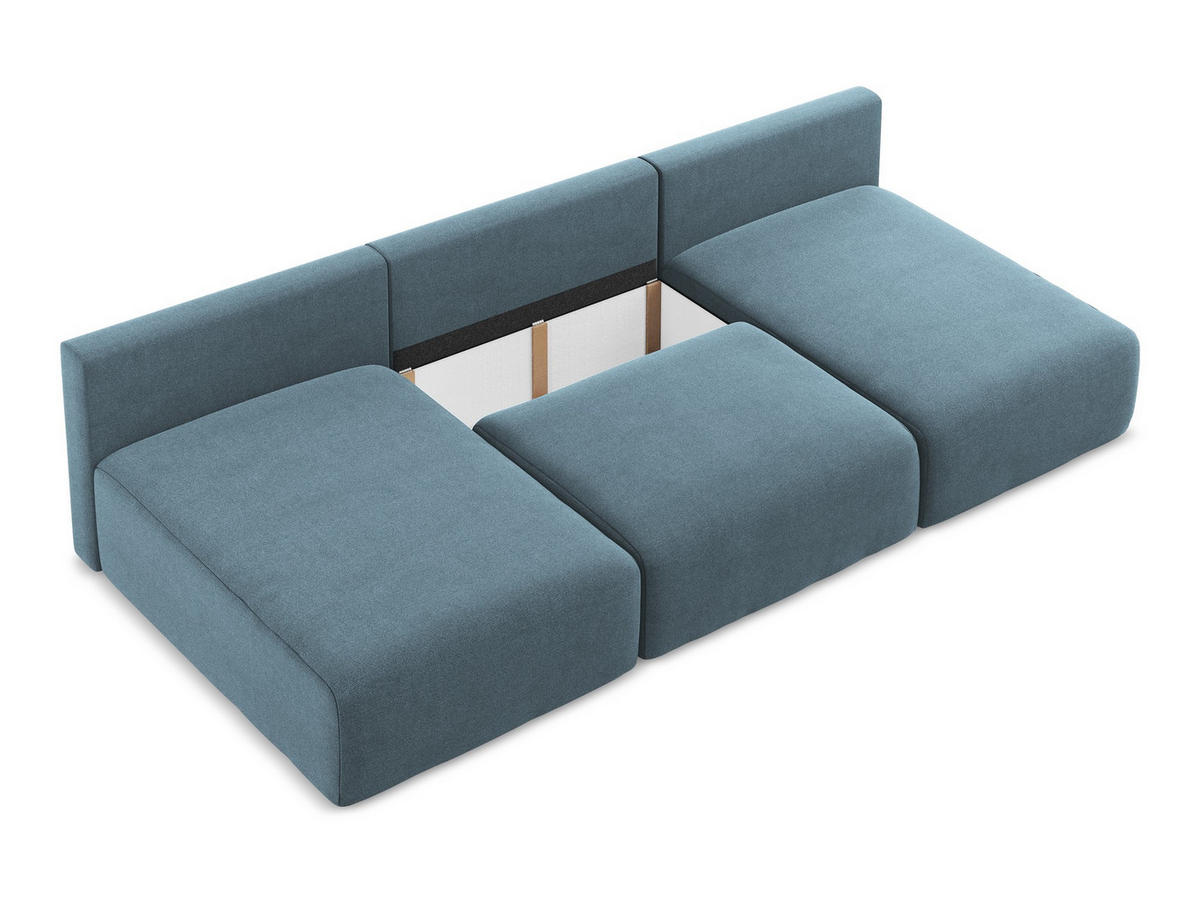 WOHNLANDSCHAFT Strukturstoff Stoff Blau - Blau/Schwarz, Kunststoff/Textil (304/79/149cm) - Makamii