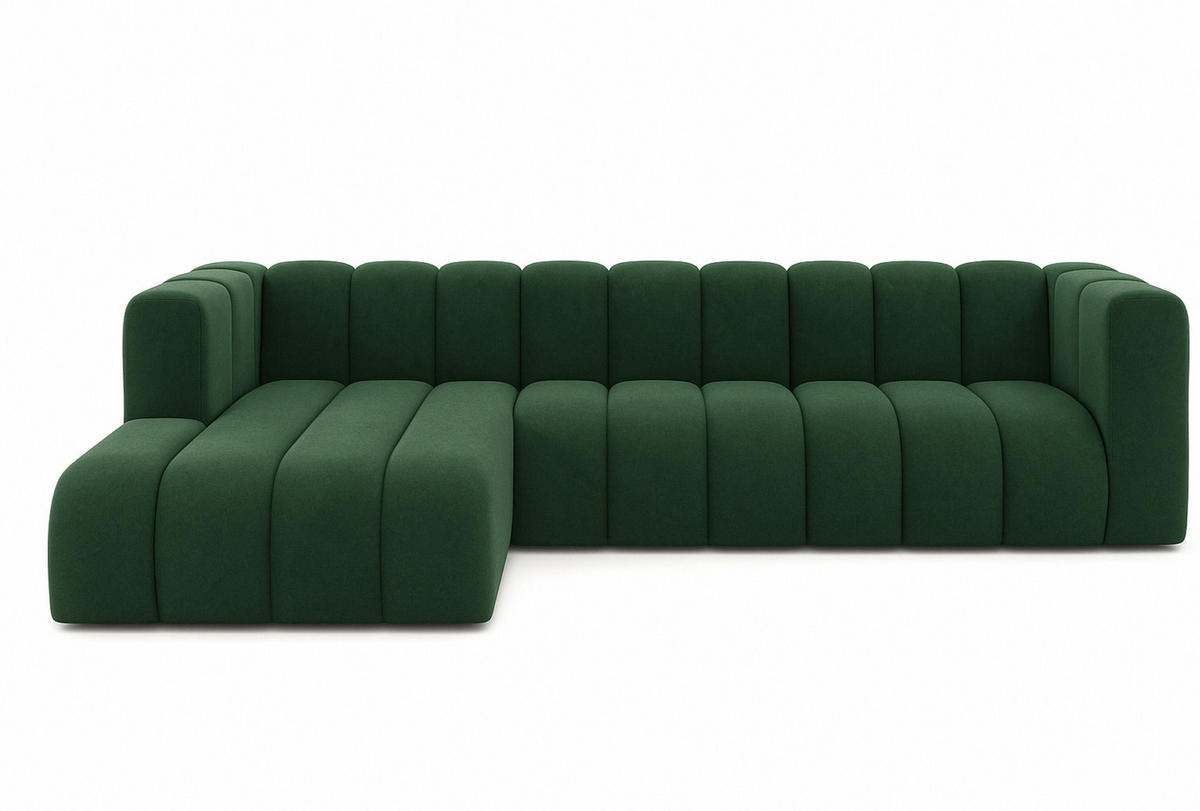ECKSOFA L-Form GRAND 318 cm, Stoff Salvador, Grün, Links - Grün, Holz (318/179cm) - Kaiser Möbel