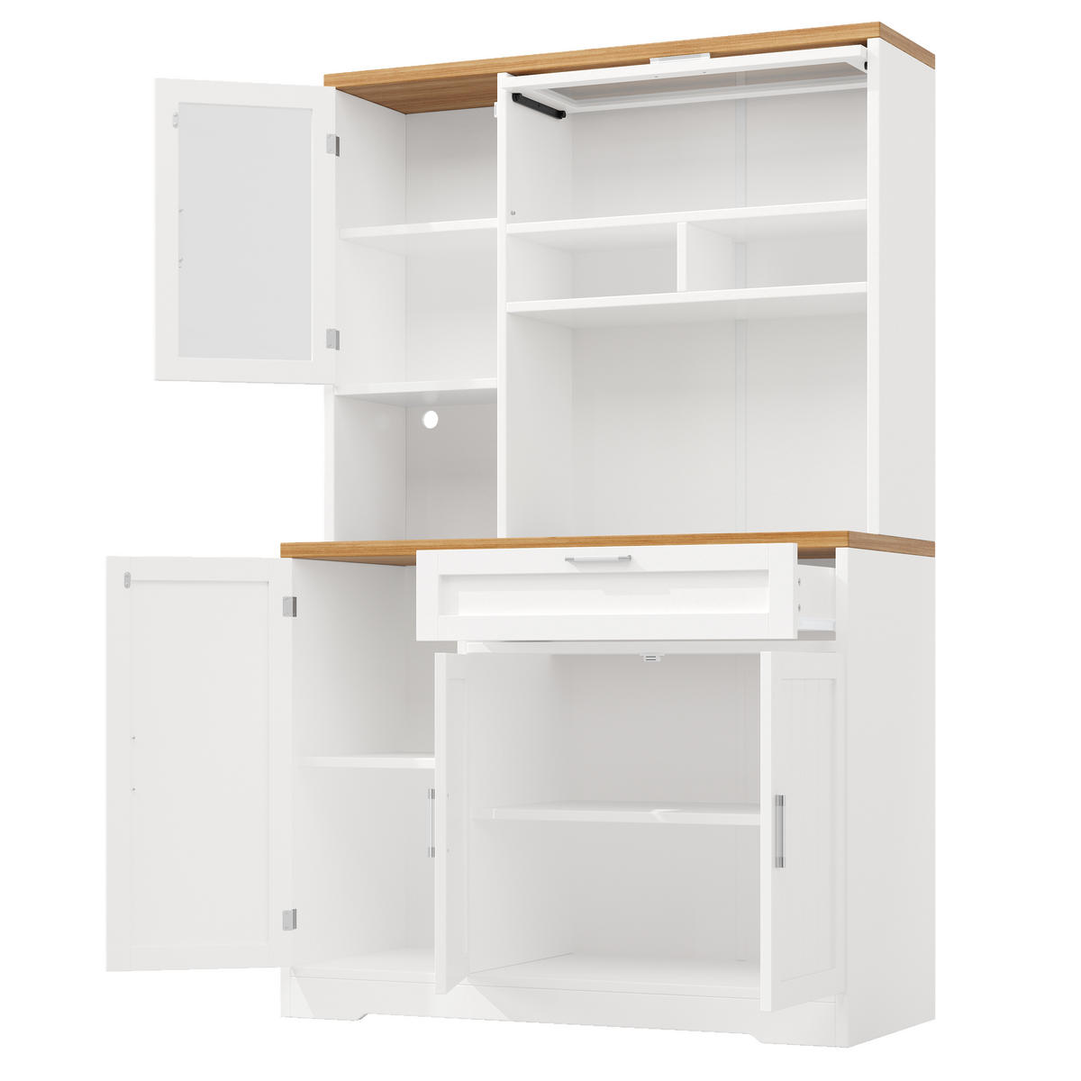 KÜCHENSCHRANK LED 104x40x180Cm Vitrine Weiß Schwarz - Weiß, Metall (104/180/40cm) - FLIEKS