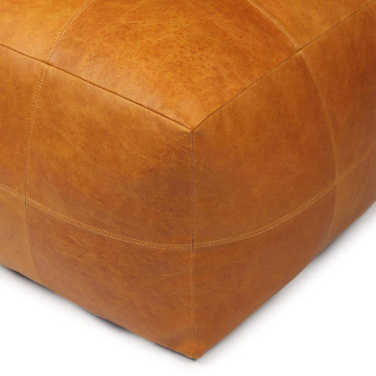 POUF 50/50/45 cm Echtleder Cognacbraun - Braun, Leder (50/45/50cm) - Furnhouse