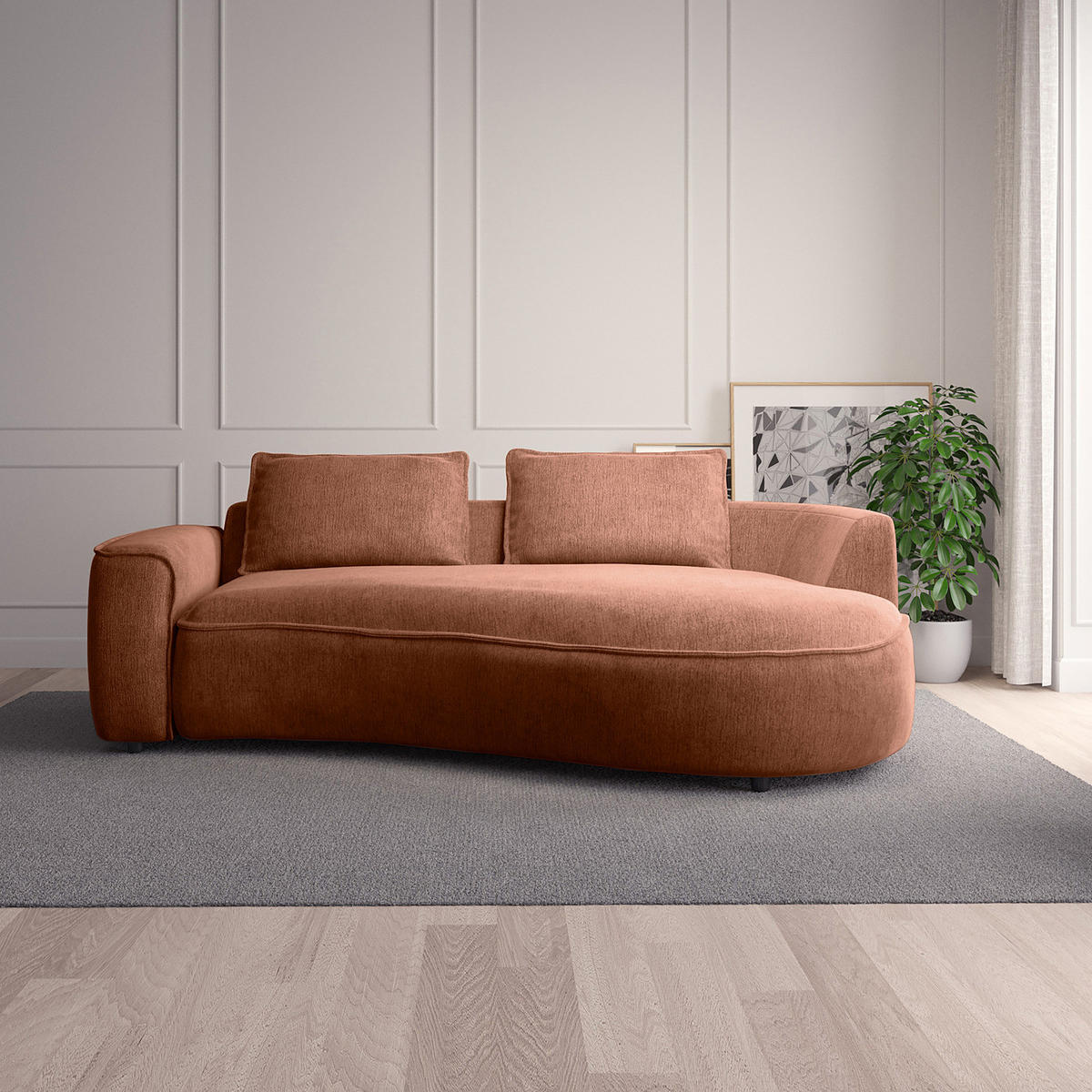 2,5-SITZER SOFA - Beige/Schwarz, Kunststoff/Textil (217/82/146cm) - home24