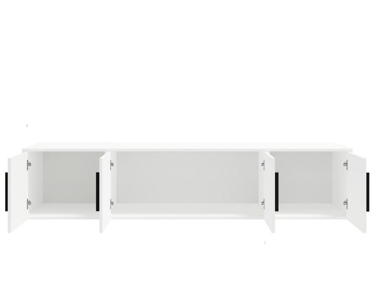 KLEIDERSCHRANK Maxivo Schwarz, viertüriger Kippschrank mit Schubladen und Spiegel, Erweiterung - Schwarz, Holzwerkstoff (198/248/59cm) - Bettso