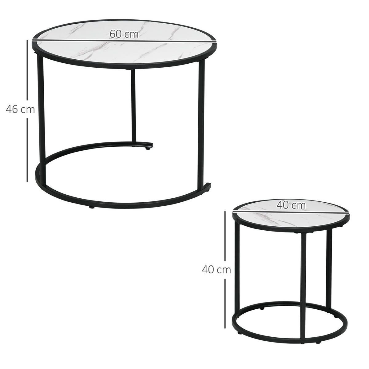 BEISTELLTISCH Weiß 2 Stück - Weiß, Naturmaterialien (60/60/46cm) - GiPP