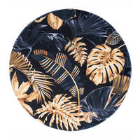 BADTEPPICH rund Golden Leaves Ø 80 cm - Schwarz, Textil (80/80cm) - Sanilo