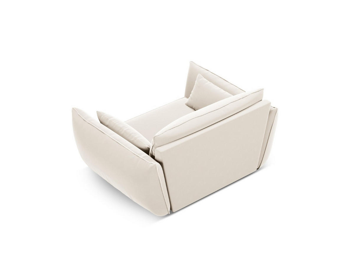 SESSEL Kaelle aus Samt leichtes beige - Creme, Textil (100/85/128cm) - Micadoni