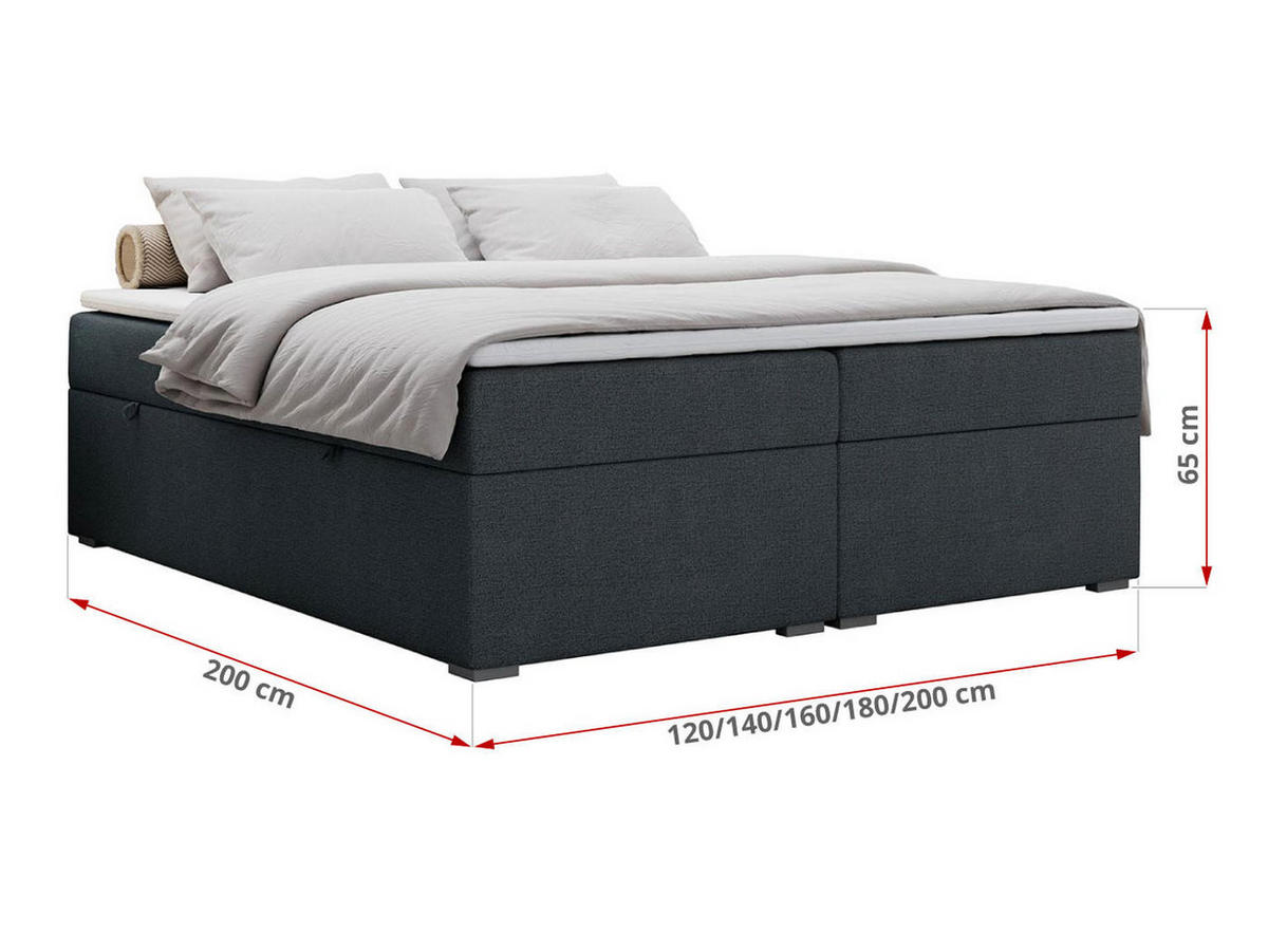 BOXBETT BESS 140/200 Dunkelgrau Struktur - H3 - Dunkelgrau, Holz/Textil (140/200cm) - MKS