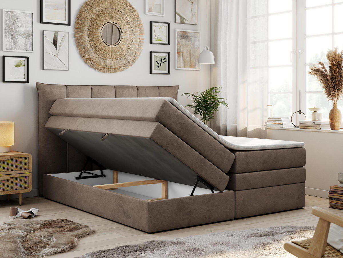 BOXSPRINGBETT PREMIUM 10 KING 180/200 Braun Velvet - H3 - Braun, Holz/Textil (180/200cm) - MKS