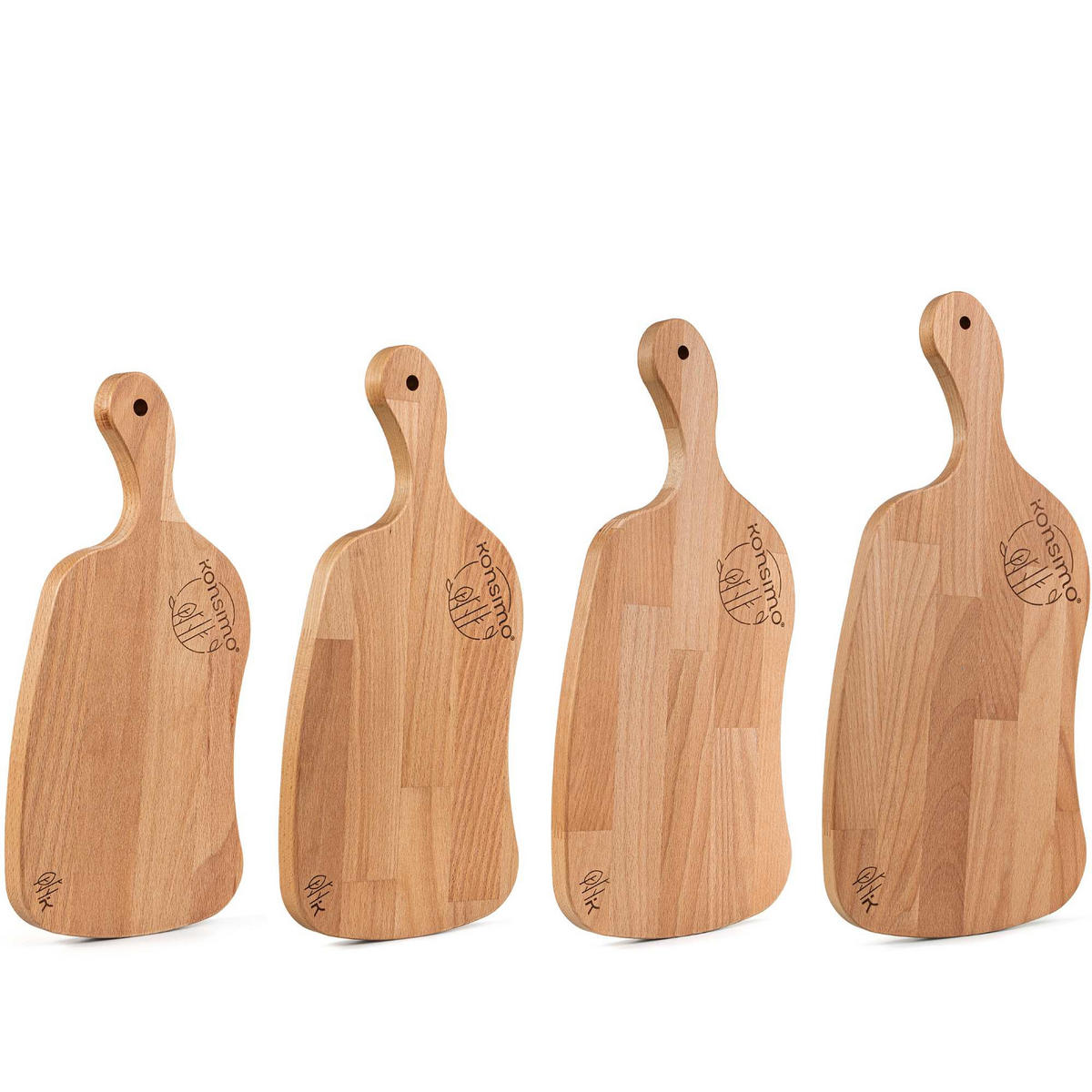 SCHNEIDEBRETT Set mit Halter Hemero 4tlg - Buchefarben, Holz (49/8cm) - KONSIMO®