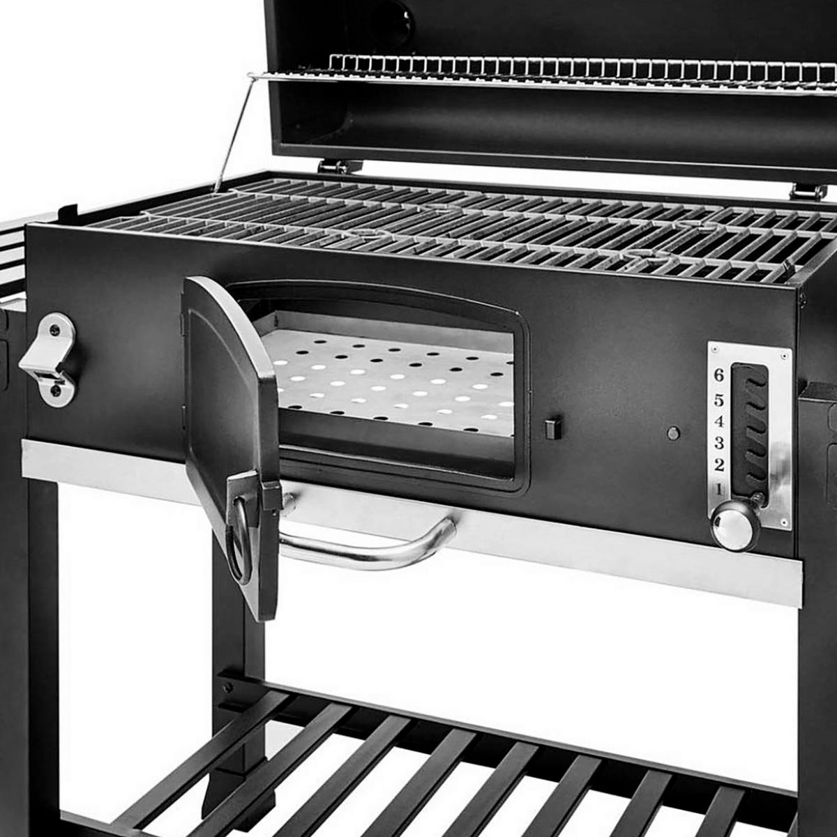 HOLZKOHLEGRILL und Smoker HERO XXL - Schwarz, Metall (142/111/46cm) - TAINO