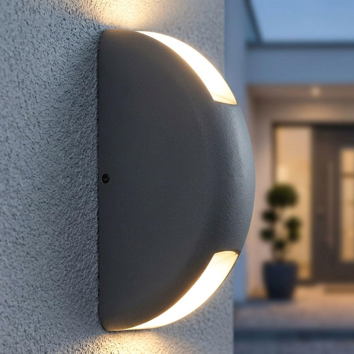 LED AUSSEN-WANDLEUCHTE Grau Metall - Grau, Glas (4.3/20/10cm)