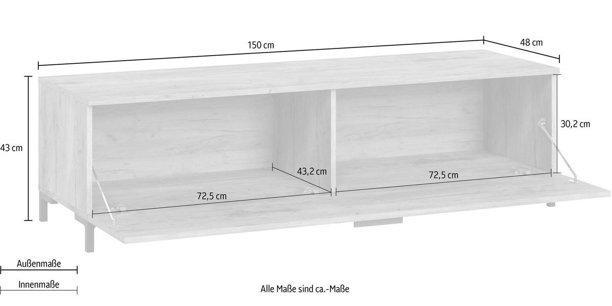 LOWBOARD Alternative Kastanie breslau 150 / 48 / 42cm - Kastanienfarben/Multicolor, Holz/Holzwerkstoff (150/42/48cm) - Feldmann-Wohnen