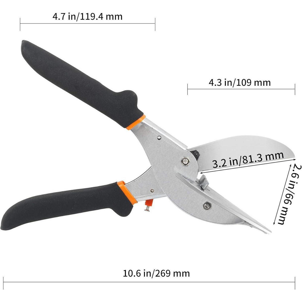 GEHRUNGSSCHERE mit 2 Ersatzklingen 45-135 Grad verstellbar - Multicolor, Metall (11.9/6.6/26.9cm)