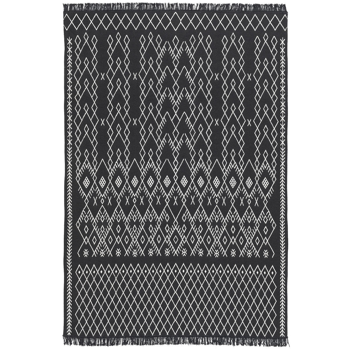 TEPPICH BEIDSEITIG ETHNO KELIM - Schwarz/Weiß, Textil (140/200cm) - Pergamon