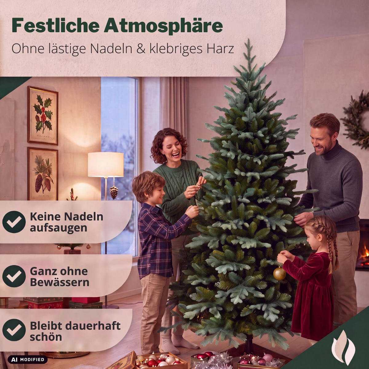 KÜNSTLICHER WEIHNACHTSBAUM OREGON mit Holzständer Höhe 180 cm - Grün, Kunststoff (108/180/108cm) - pink garten
