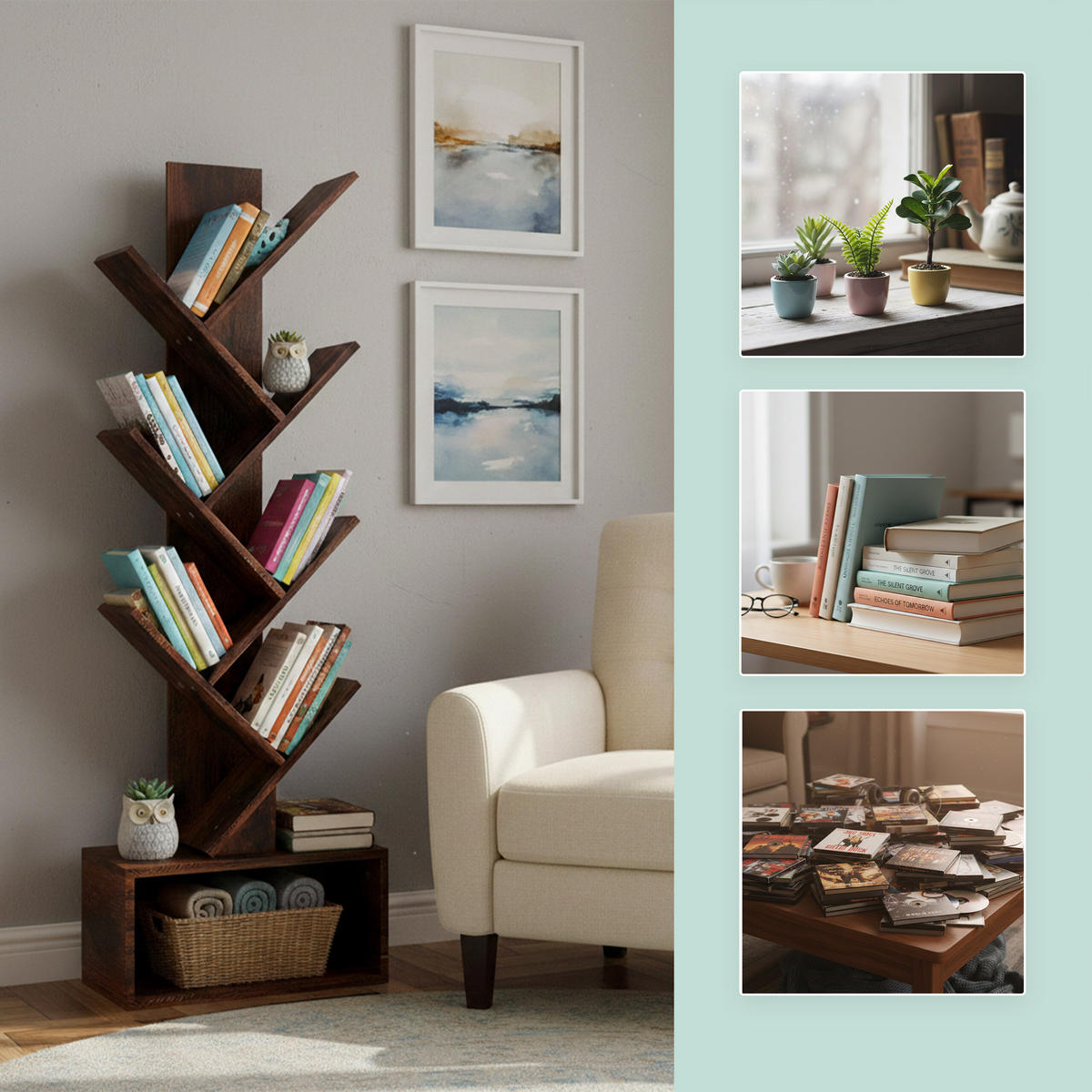 REGÁL - hnědá, kompozitní dřevo (38/113/20cm) - Relaxdays