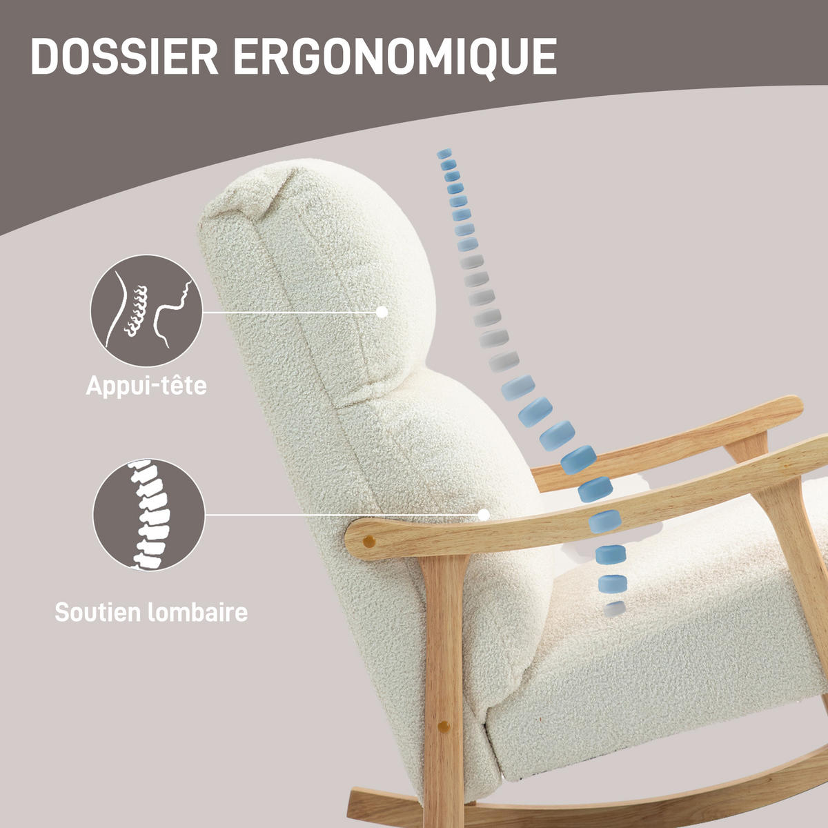 SCHAUKELSTUHL DE-17381 Creme - Creme, Holz (65/98/90cm) - ComfortXL