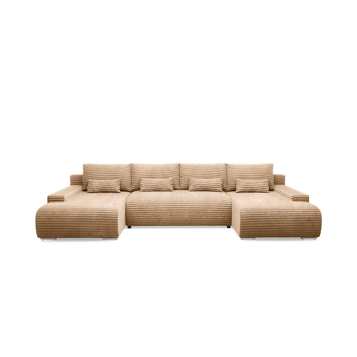 PANORAMASOFA Ivana 4 Sitzplätze Beige - Beige, Holz (350/85/172cm) - Petits-meubles