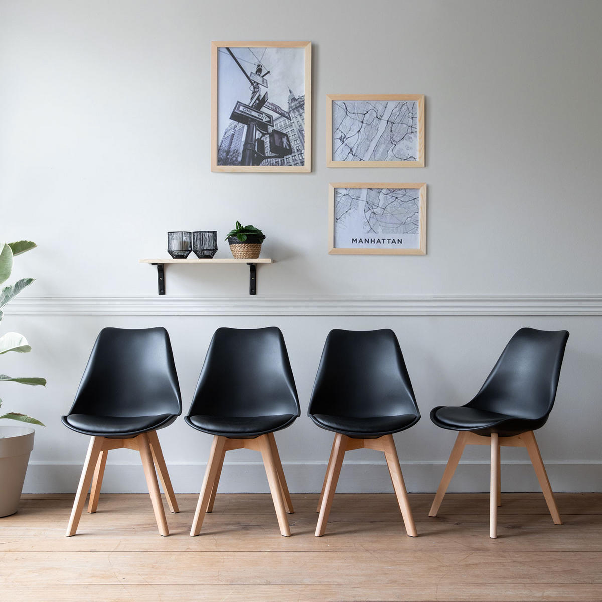 STÜHLE Nora Schwarz 4er-Set - Schwarz, Kunststoff (49/81/52cm) - Happy Garden
