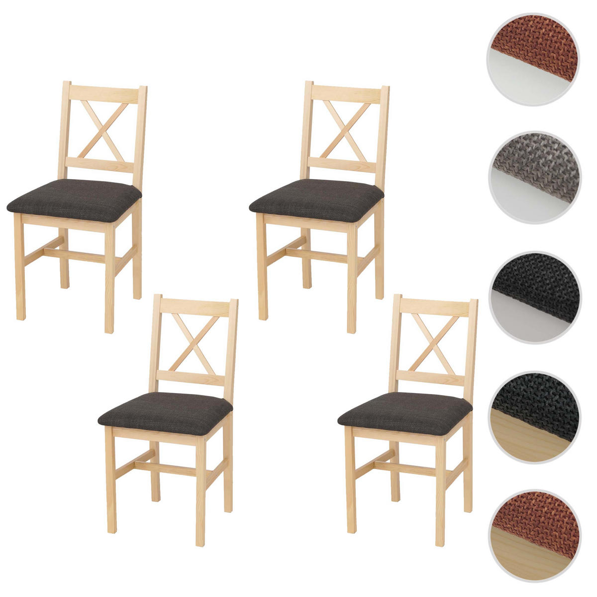 JEDÁLENSKÁ stolička Borovica, čierna, sada 4 ks - čierna/farba borovice, drevo (43/85/44cm) - MCW