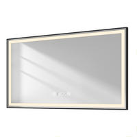 BADSPIEGEL mit Beleuchtung Schwarzer Rahmen 120/70 cm - Weiß, Glas (70/4/120cm) - EMKE