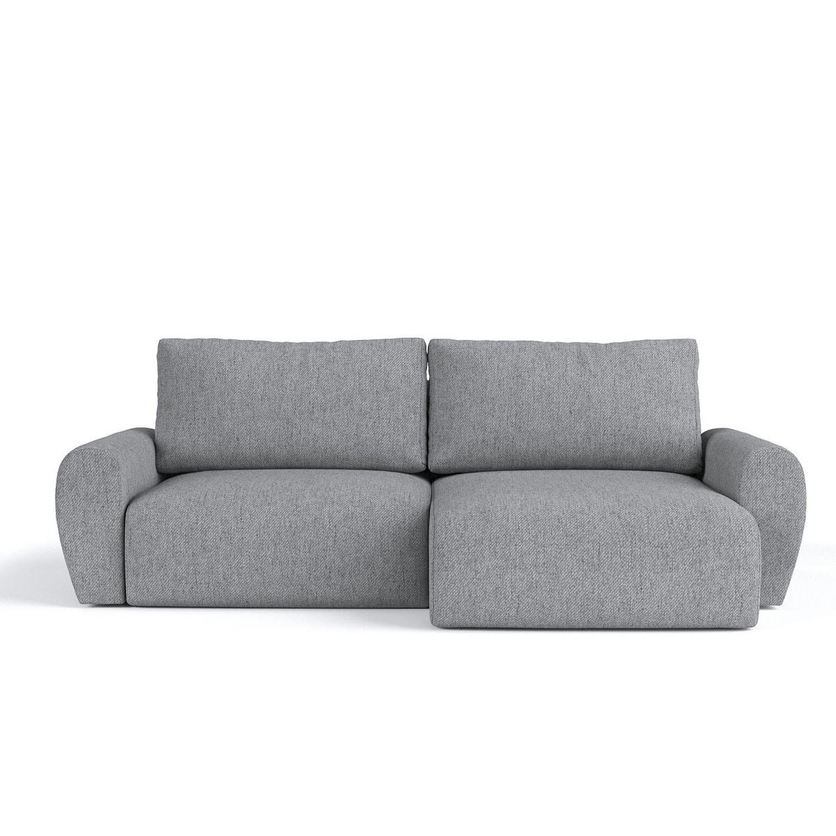 ECKSOFA OMARI mit Schlaffunktion Grau im Neve Stoff - Schwarz/Grau, Holz/Holzwerkstoff (253/153cm) - AltaBeds