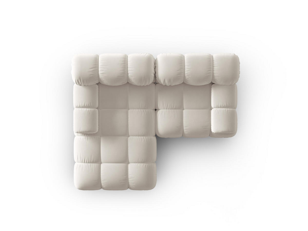 MODULARES-ECKSOFA links Bellis aus Samt leichtes beige 3 Sitzplätze - Creme, Textil (157/191cm) - Micadoni