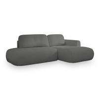 ECKSOFA NUVIRA R-S Grau Boucle-Stoff mit Schlaffunktion - Grau, Holz (274/165cm) - MASSENO