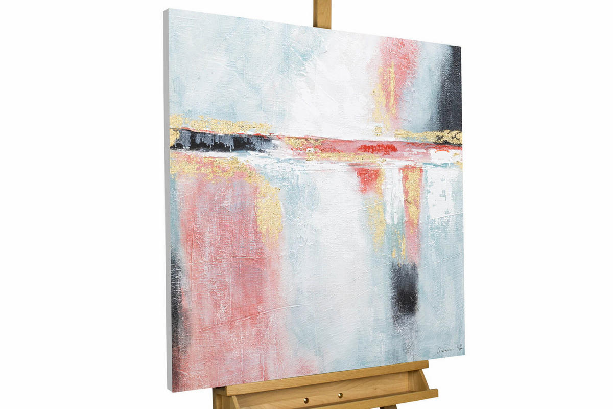 ACRYLBILD HANDGEMALT 80/80 cm - Pink, Holz/Textil (80/80cm) - KUNSTLOFT