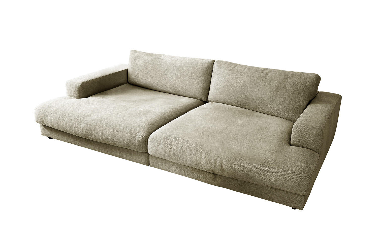 BIG SOFA MADELINE Cremeweiß Webstoff - Creme/Schwarz, Kunststoff/Textil (290/85/170cm) - KAWOLA