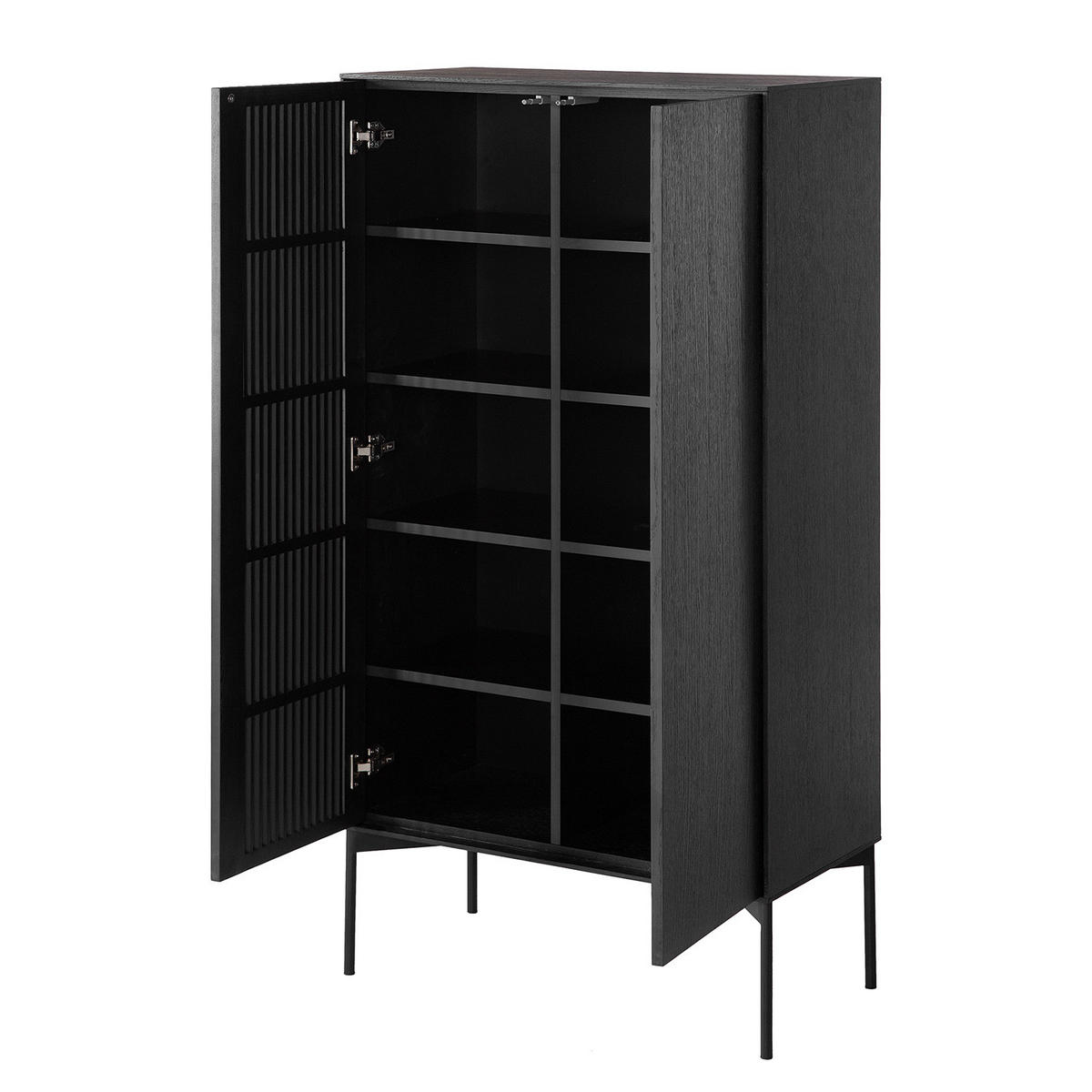 HIGHBOARD - Echtholzfurnier, Eiche Schwarz - Eichefarben/Schwarz, Holzwerkstoff (80/155/40cm) - home24