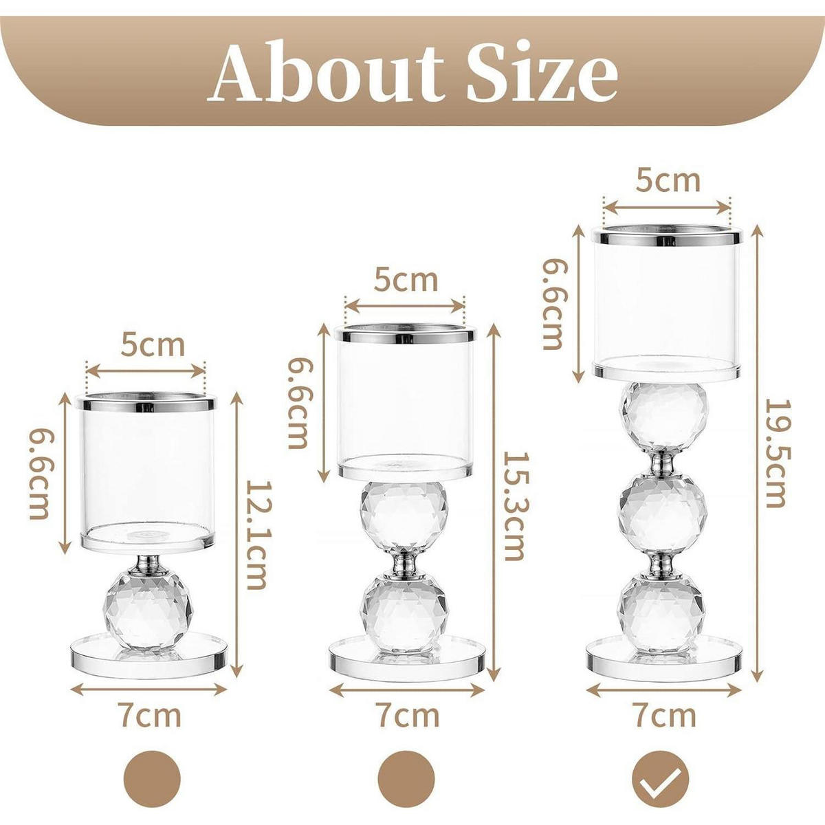 KERZENSTÄNDER Set 2-teilig Kristall Glas Silber 19.5 cm - Silberfarben, Glas (7/19.5/7cm)