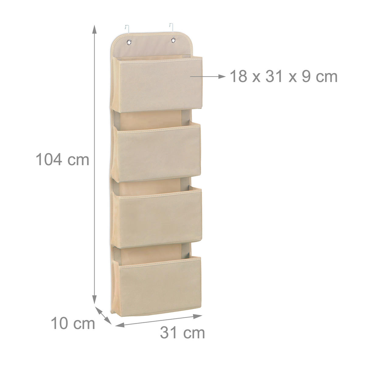 HÄNGEORGANIZER - Beige, Wellpappe/Textil (10/31/104cm) - Relaxdays