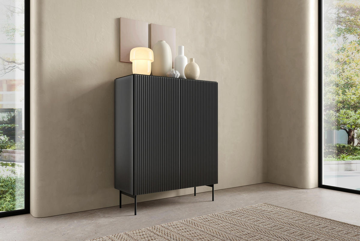 KOMMODE Schwarz 99 cm Galiano mit 2 Türen - Schwarz, Holz (99/123/40cm) - Emporius