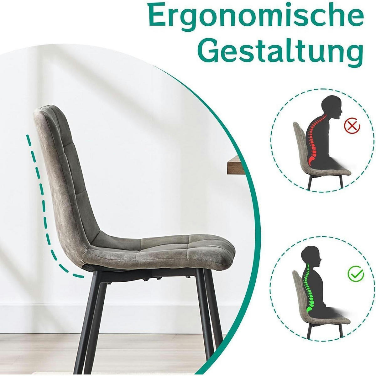ESSZIMMERSTUHL 2er Set Mikrofaser-Kunstleder Braun Hohe Rückenlehne Schwarze Metallbeine - Braun, Kunststoff (41.5/88/43cm)