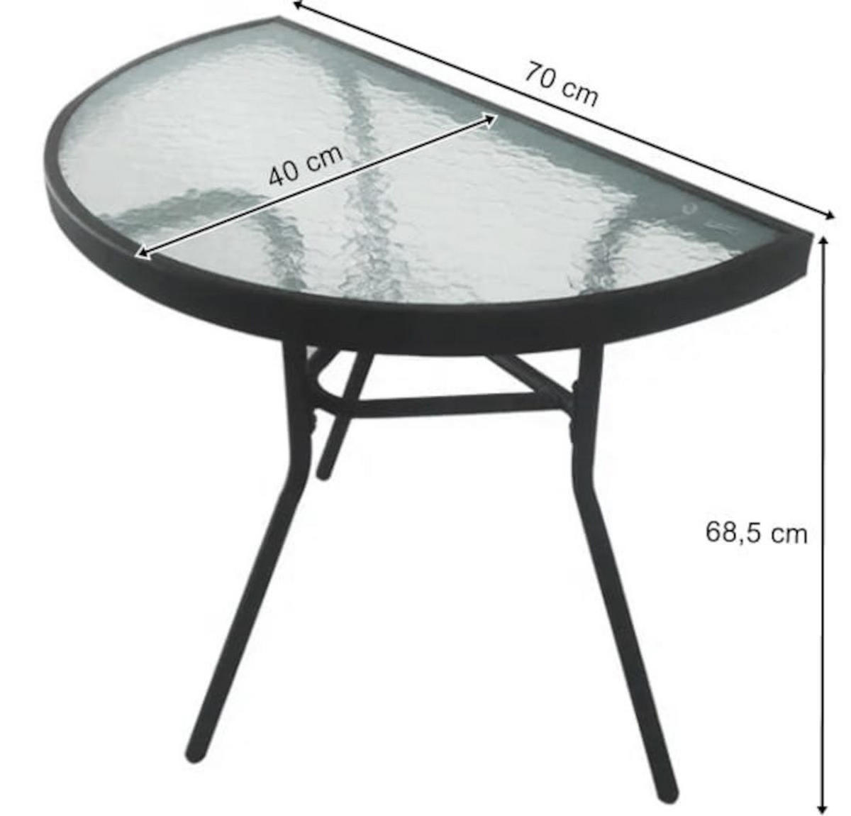 GARTENTISCH halbrund 70cm - Transparent, Metall (70/40/70cm) - Mat-Haus