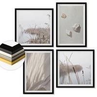 WANDBILDER 4er-Set - 50x50 cm & 40x60 cm Schwarzer Rahmen - Nahaufnahmen der Struktur im Boho-Stil - Schwarz, Kunststoff (50/50cm) - ArtPrintCave