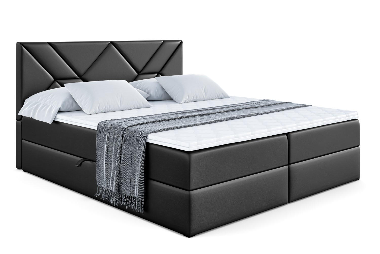 Altdecor Boxbett Schwarz Hochglanz 140x200 cm