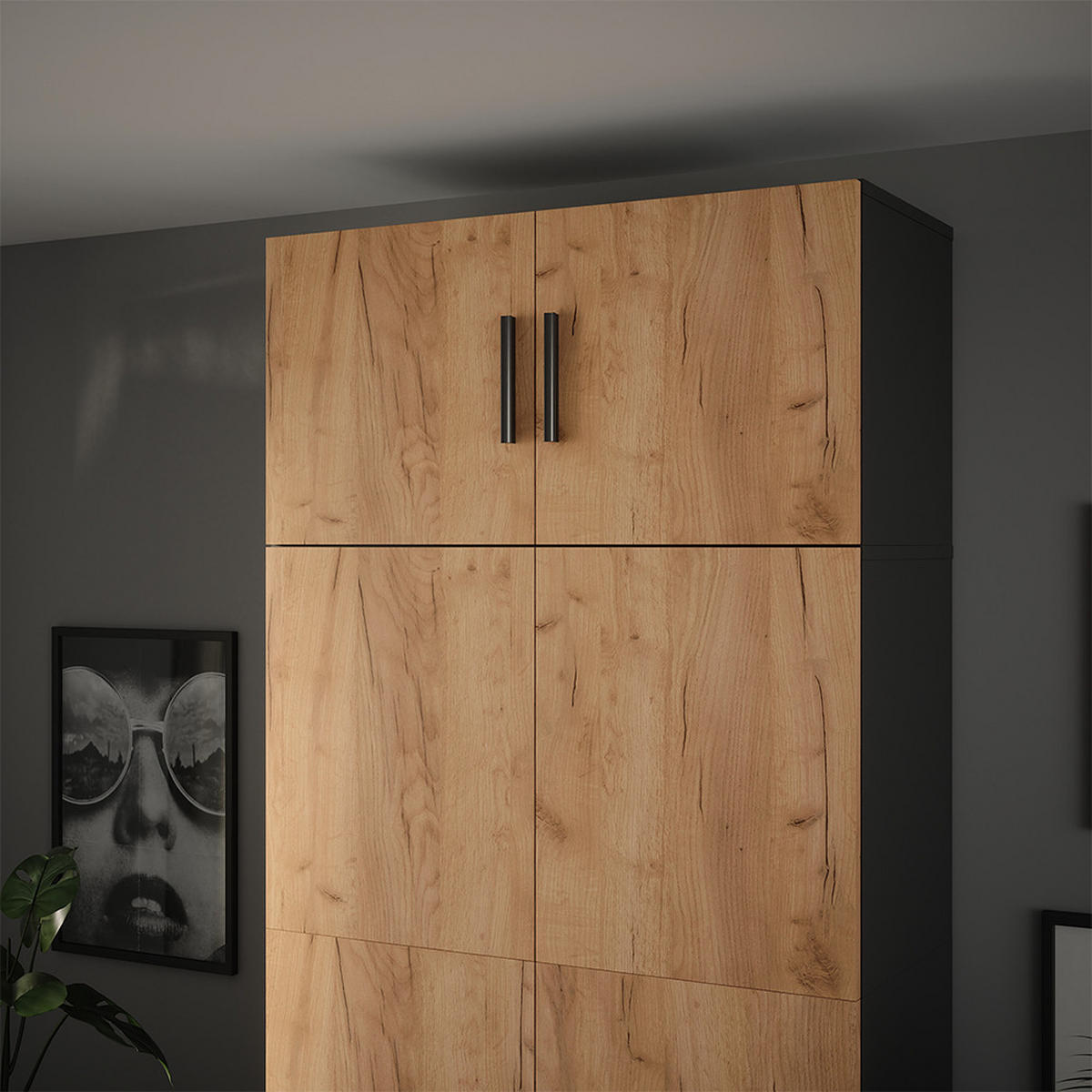 PŘÍDAVNÝ MODUL Ingo Antracit/zlatý dub - antracitová, kompozitní dřevo (80/40/37cm) - Vicco