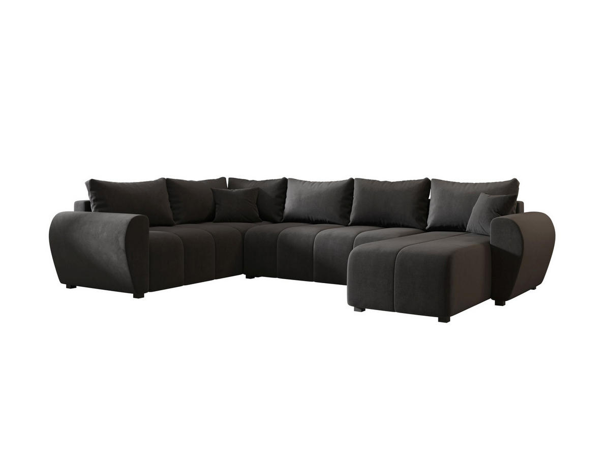 WOHNLANDSCHAFT MOLISA U PLUS Itaka 27 Rechts mit Schlaffunktion - Dunkelgrau, Textil (303/82/208cm) - Bedante