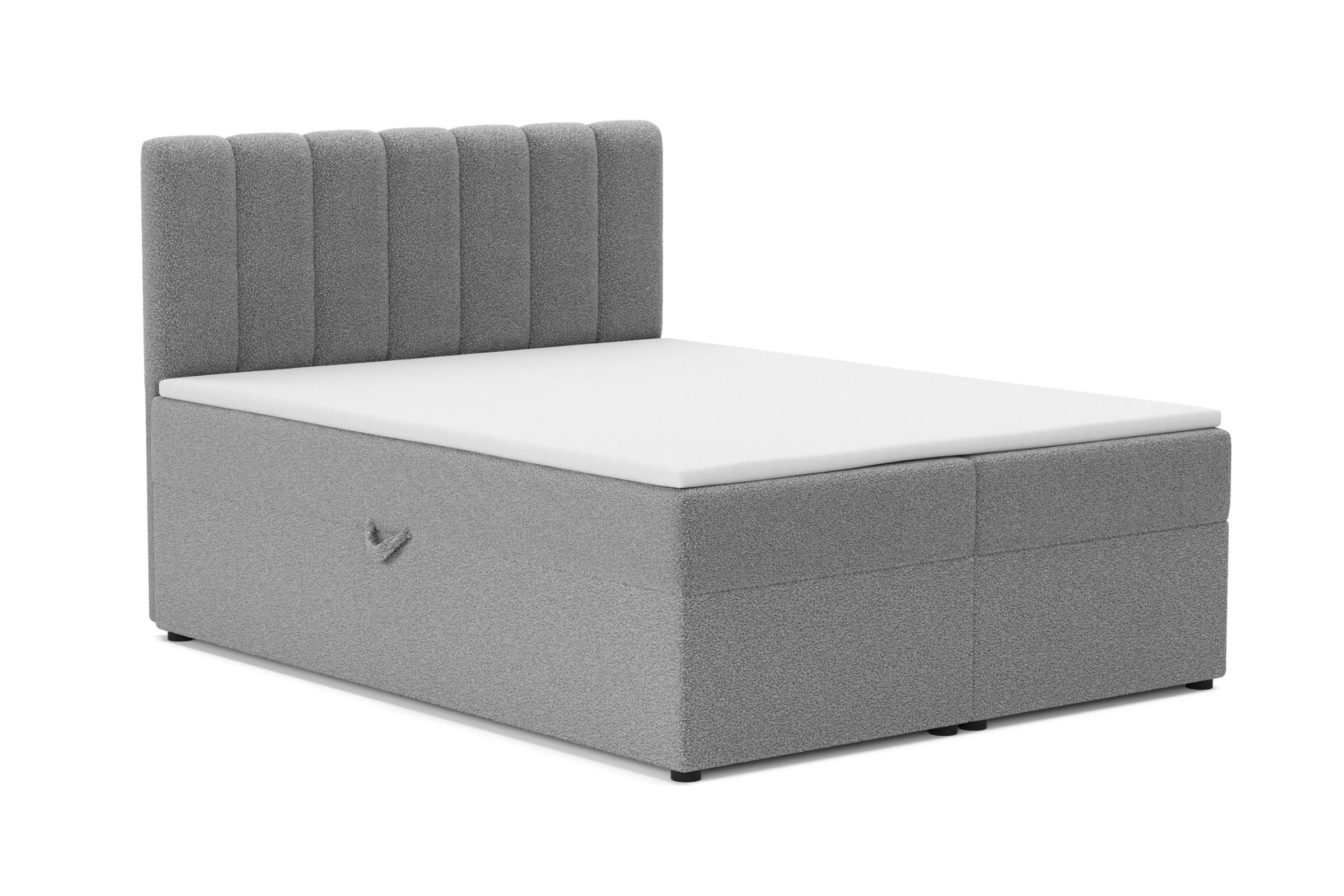 BOXBETT VINCENT 120/200 in Boucle Grau H3 - Grau, Holz/Holzwerkstoff (120/200cm) - Deine Möbel 24