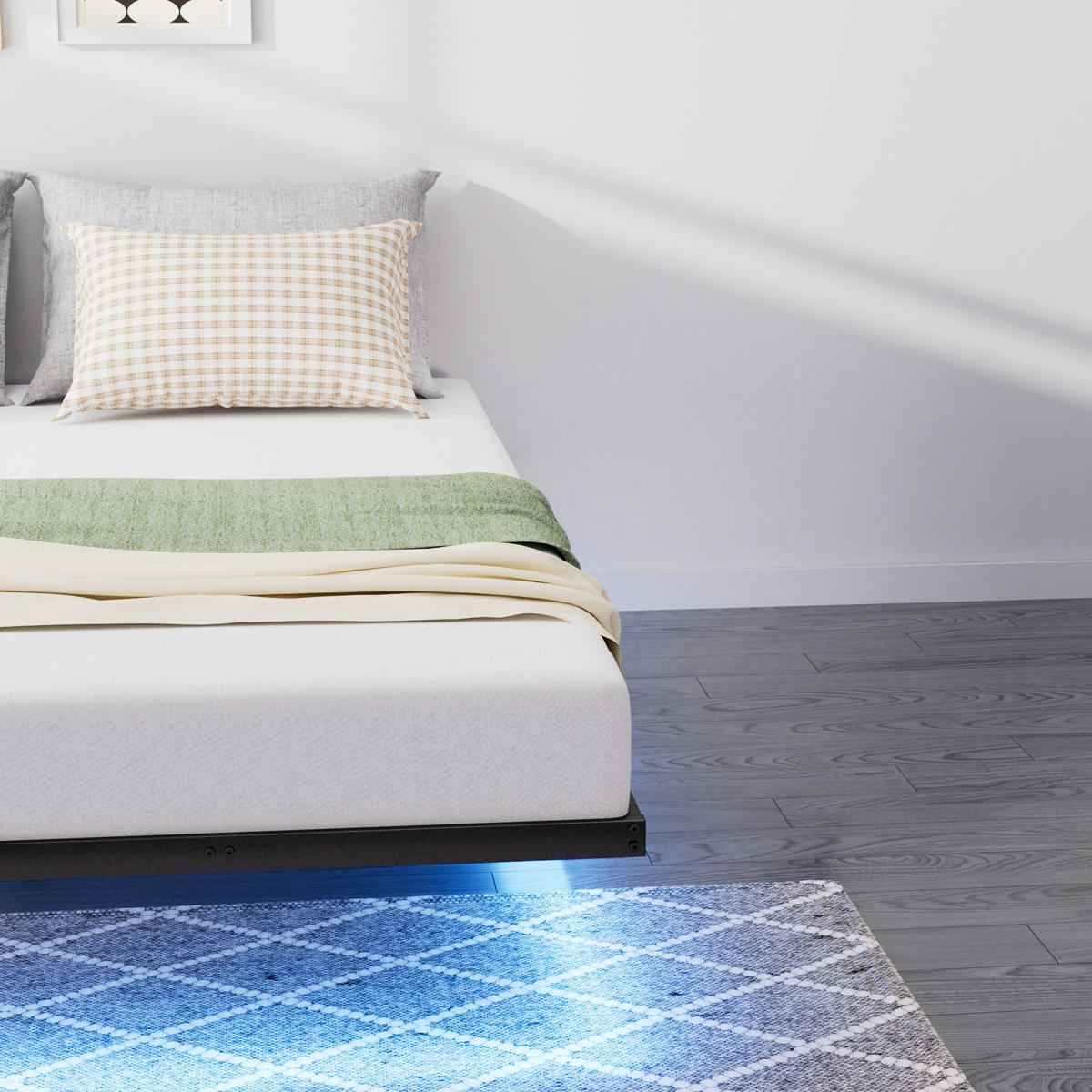 BETT 140/200 cm in Schwarz mit LED und USB - Schwarz, Holzwerkstoff/Textil (140/200cm) - WISHDOR