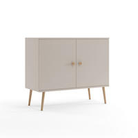 KOMMODE Ikon Kaschmir, Zweitürig mit Holz Beine - Kaschmir/Beige, Holz/Holzwerkstoff (100/85/42cm) - Bettso