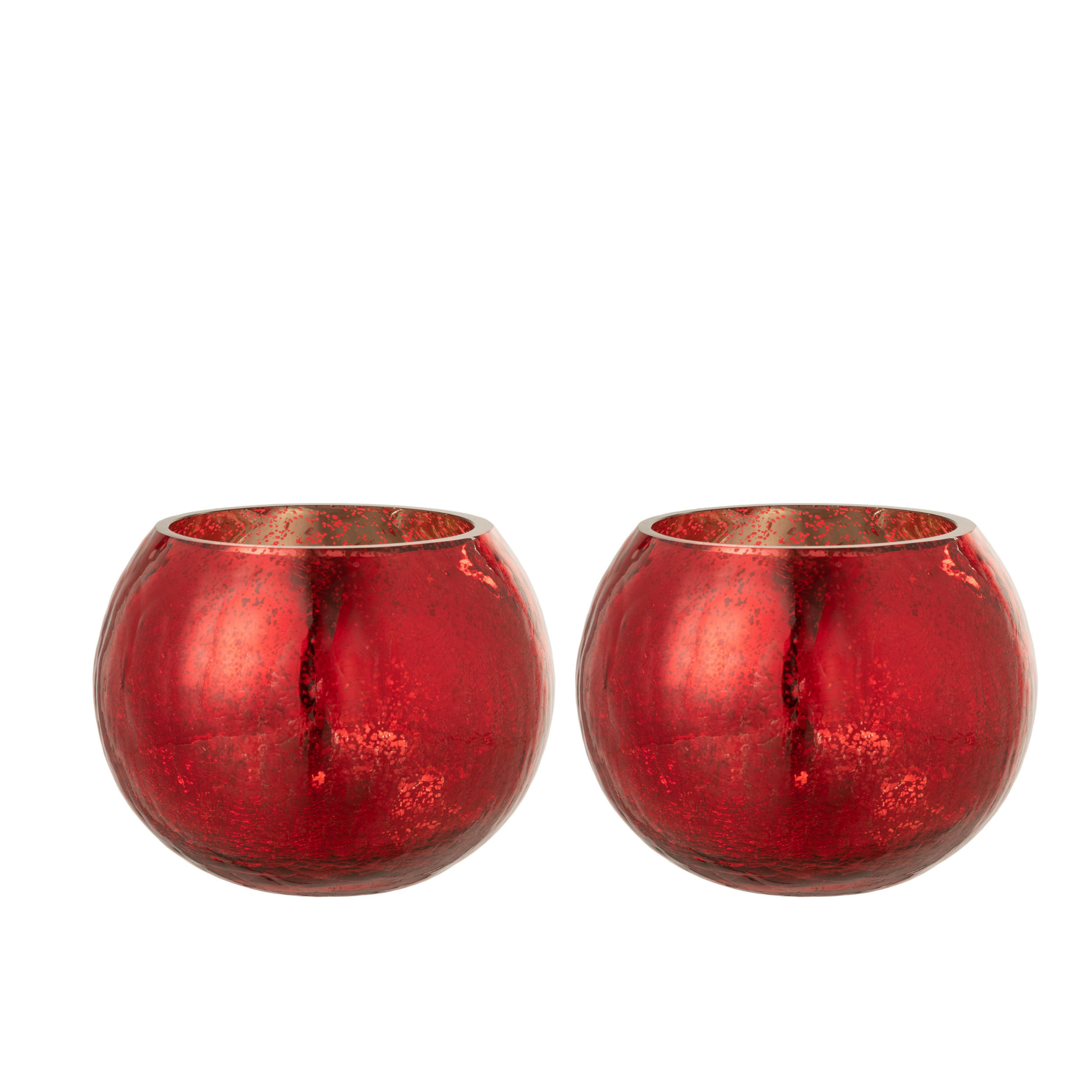 WINDLICHT PERLEEFFEKT – Glas – Rot – Klein – 2 Stück - Rot, Glas (12/9.5cm) - J-Line