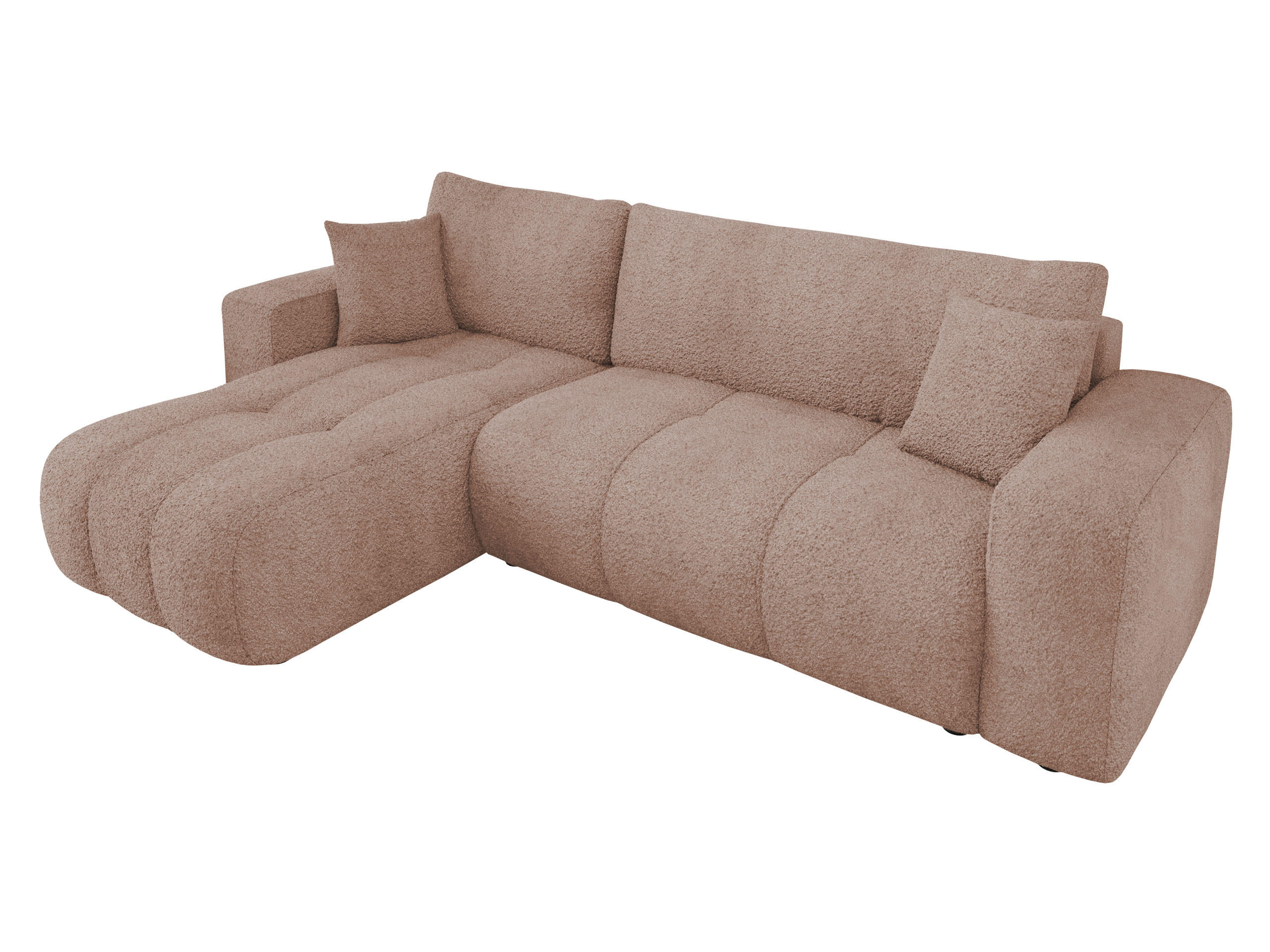 ECKSOFA Furyn Boucle - Hellbraun/Schwarz, Holzwerkstoff/Kunststoff (244/145cm) - MIRJAN24