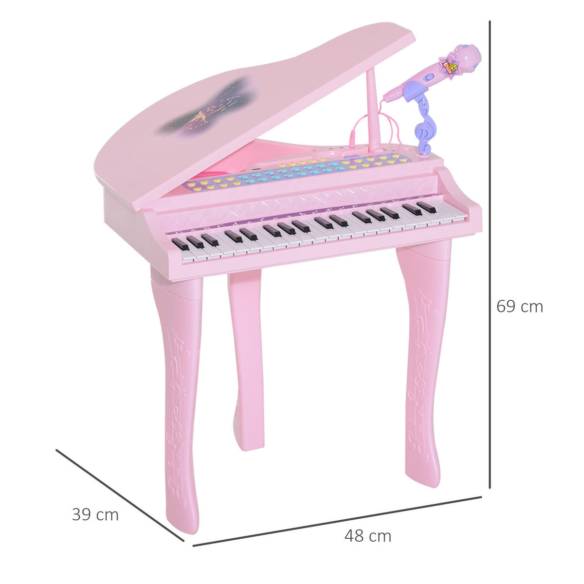 ELEKTRONISCHER FLÜGEL DE-18640 37 Tasten mit Lernlichtern Rosa - Pink, Holzwerkstoff (39/69/48cm) - ComfortXL