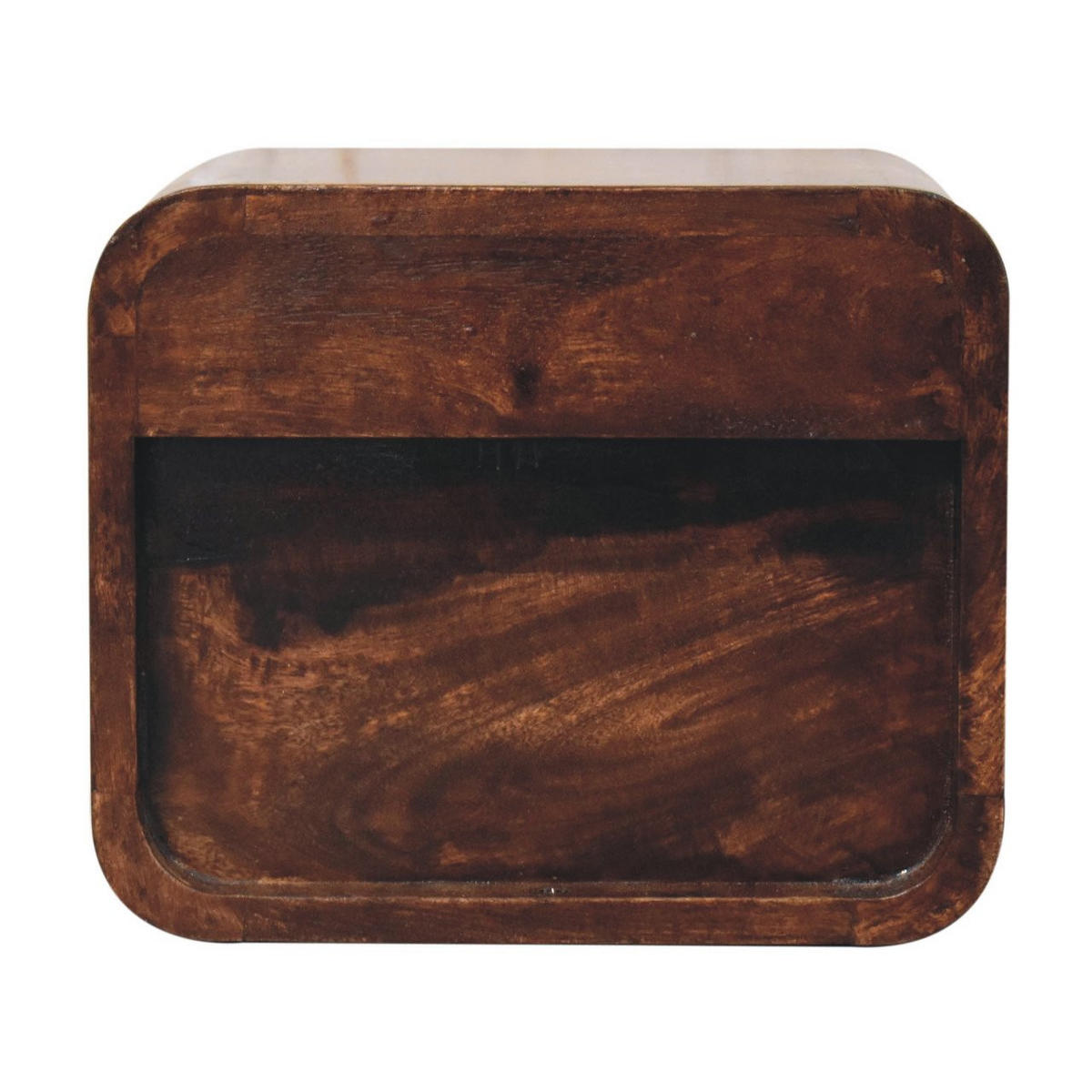 NACHTKASTEN Mini Geschwungen Kalifornisch Nussbaum Wandmontiert, 2 Schubladen, Dunkelbraun - Messingfarben/Nussbaumfarben, Holz/Metall (30/25/25cm) - Artisan Furniture