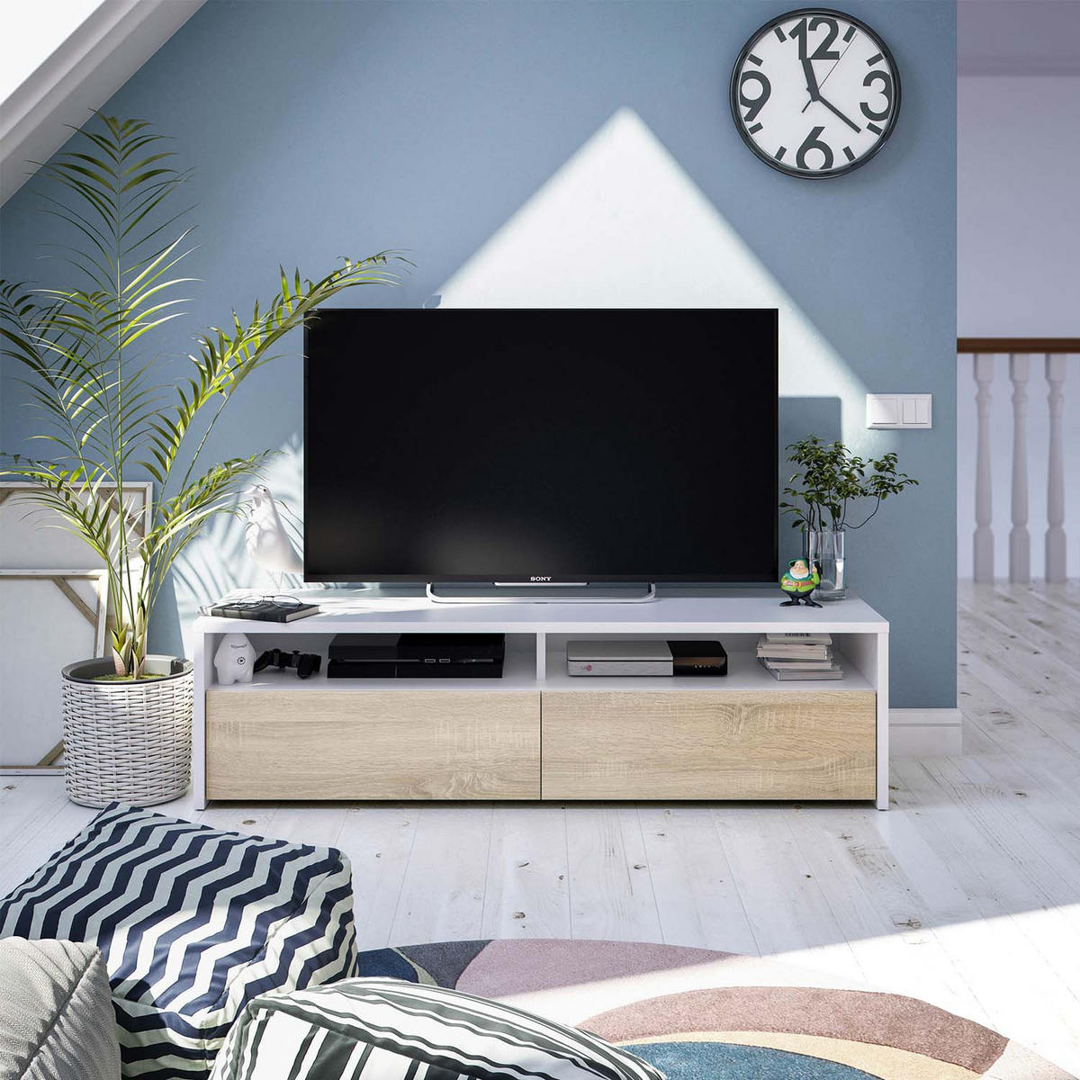 TV-ELEMENT Silva 2 Türen weiß - Weiß, Holzwerkstoff (130/35/40cm) - VS Venta-stock