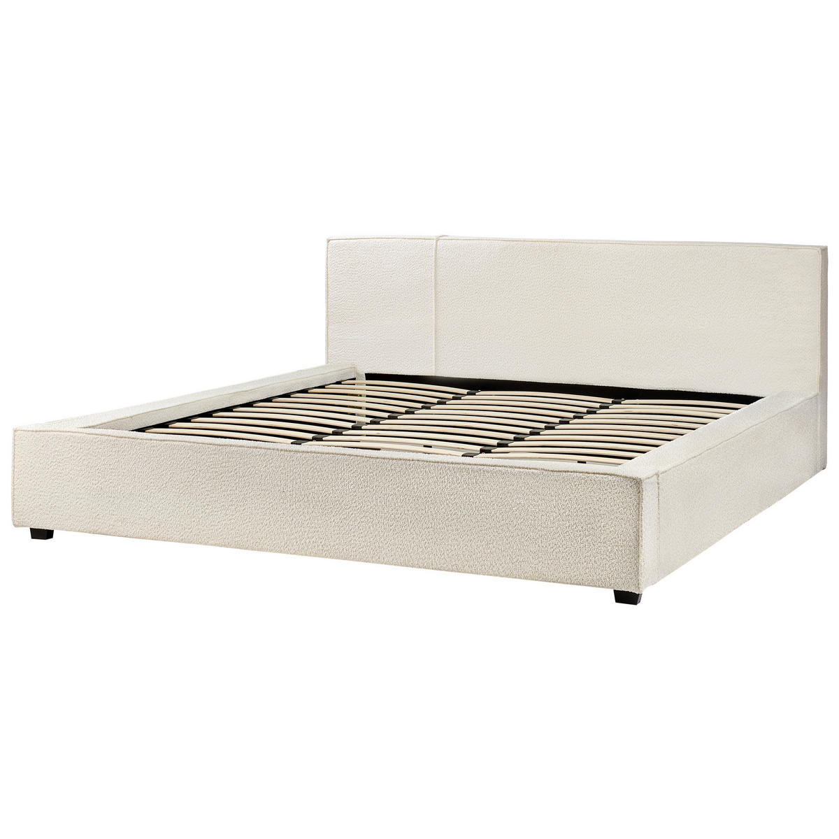 POLSTERBETT mit Lattenrost 180/200 cm Weiß Mirande - Creme, Textil (180/200cm) - Beliani