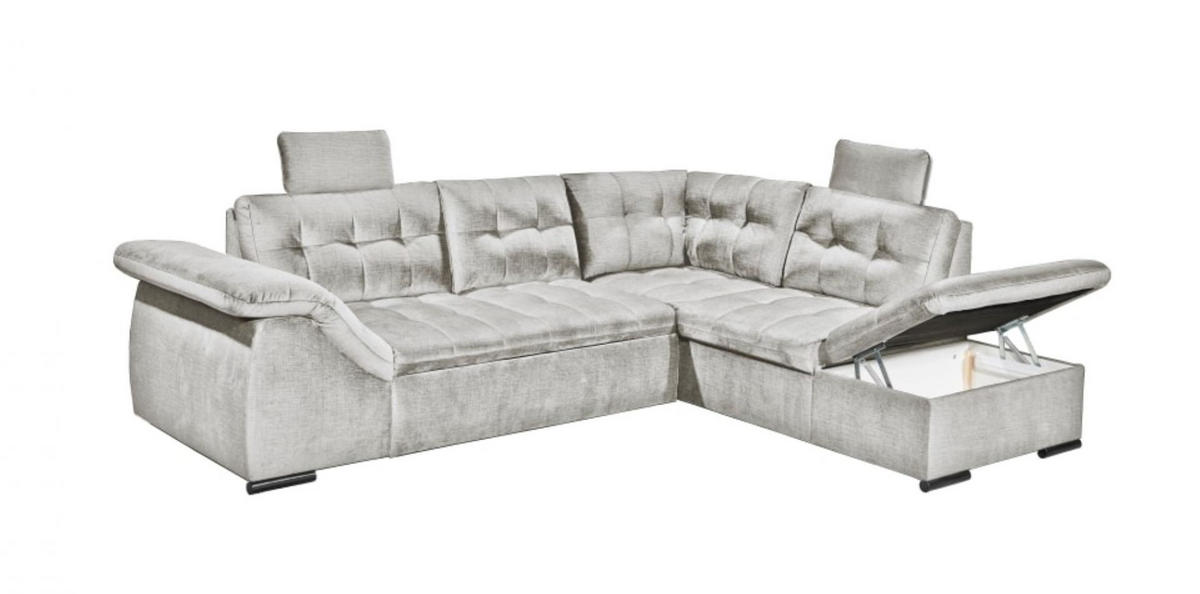 ECKSOFA mit Schlaffunktion und Bettkasten - Silberfarben, Kunststoff/Textil (217/283cm) - ed exciting design